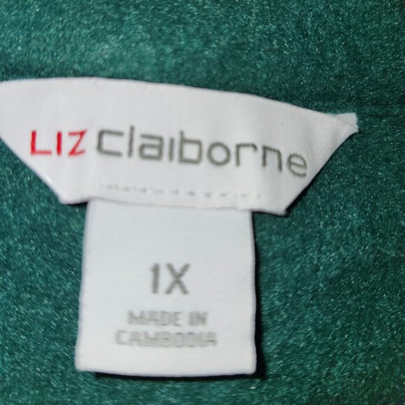 25101 Liz Claiborne Lightweight Softshell Shacket Green NWT 1X - Picture 7 of 11